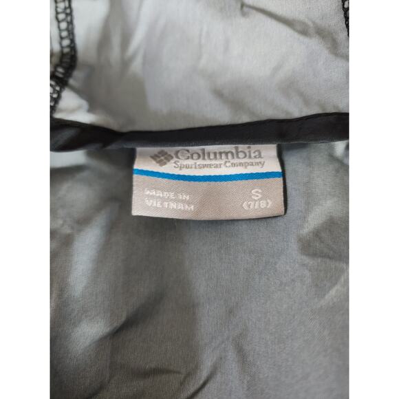 Columbia Youth Windbreaker Nylon Hiking Full Zip Hooded Black Size Small 7/8 - Picture 3 of 4